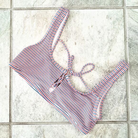 Onia Red White & Blue Bikini Top Front Tie Small - Picture 1 of 4
